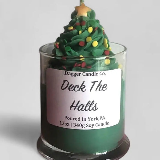 Christmas Tree Holiday Themed Dessert Soy Candle, 12oz.