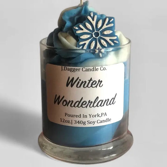 Snowflake Winter Dessert Soy Candle, 12oz.